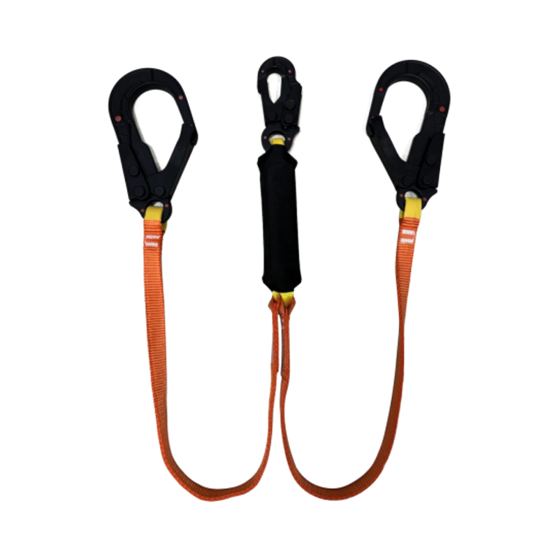 KA-L16 Dielectric Didymus Lanyard Cum Concursu Absorber, Duo Insulae Big Hooks, Unus Insulatus Parvus Hook， Geminus-Deck Polyester Webbing, Fall Arrest